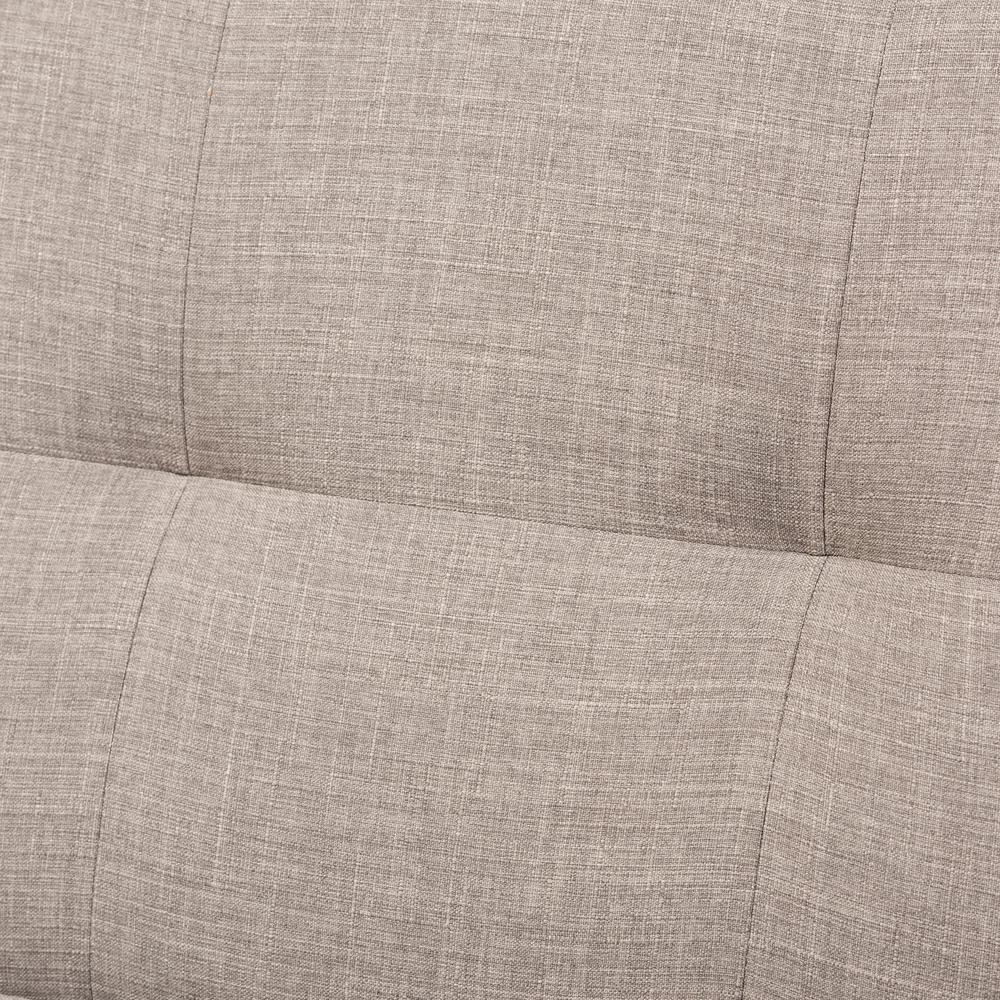 Bianca Mid-Century Modern Walnut Wood Light Grey Fabric Tufted 3-Seater Sofa. Picture 15
