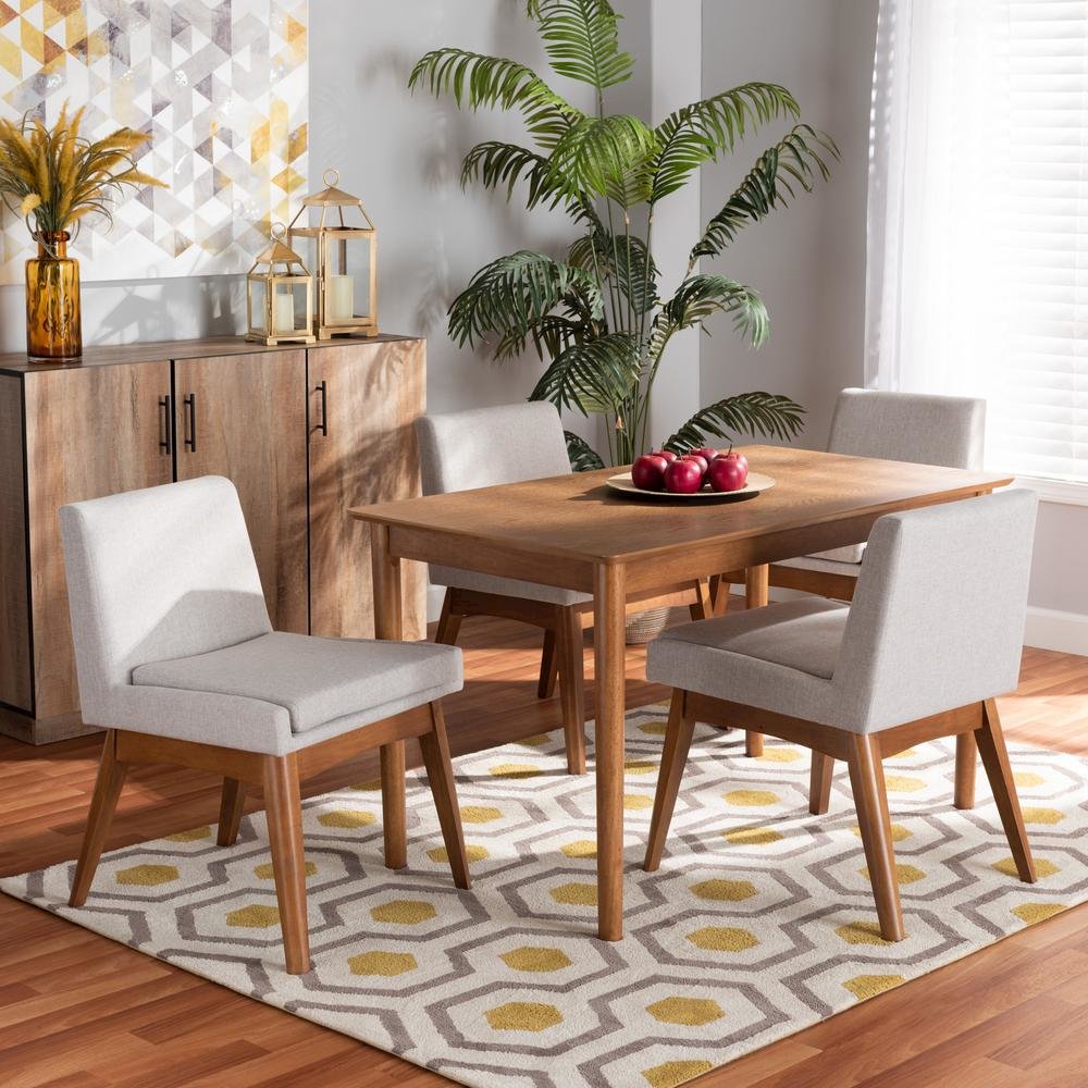 Walnut Brown Finished Wood 5-Piece Dining Set. Picture 16