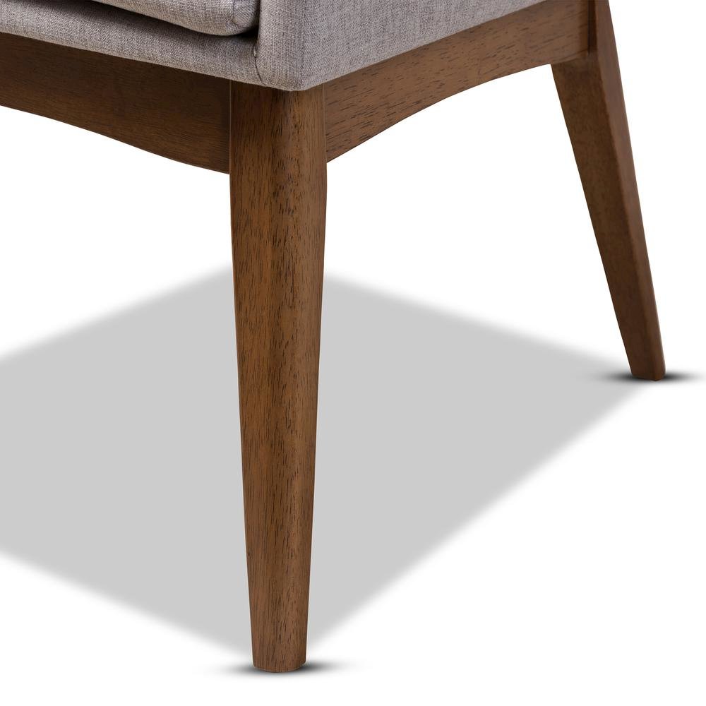 Walnut Wood Finishing Greyish Beige Fabric Dining Armchair (Set of 2). Picture 11