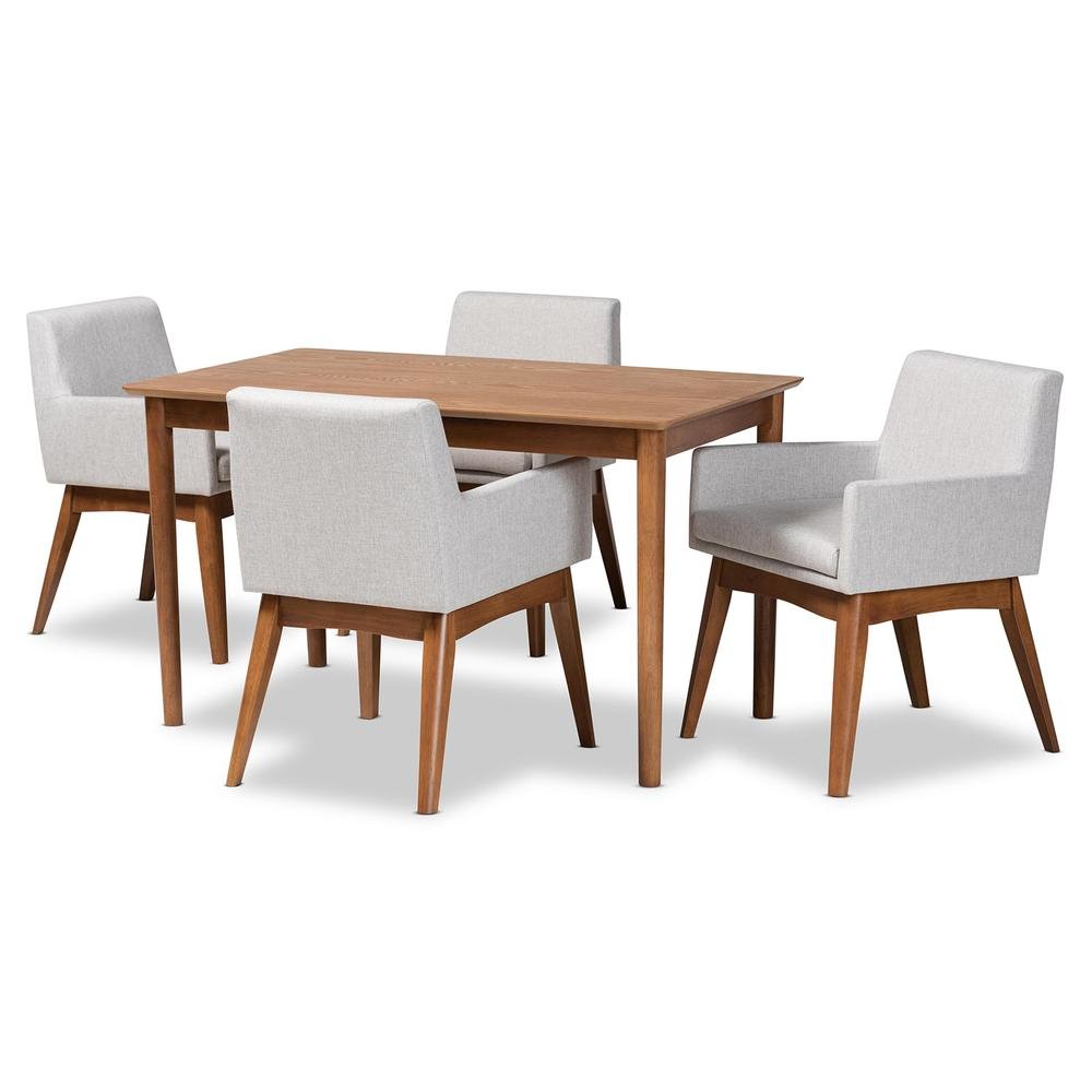 Walnut Brown Finished Wood 5-Piece Dining Set. Picture 10
