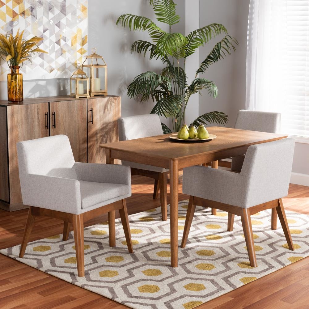 Walnut Brown Finished Wood 5-Piece Dining Set. Picture 16