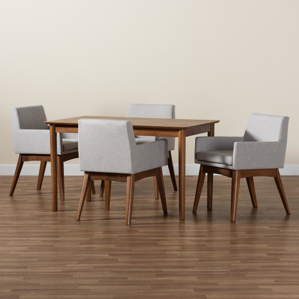 Walnut Brown Finished Wood 5-Piece Dining Set. Picture 17