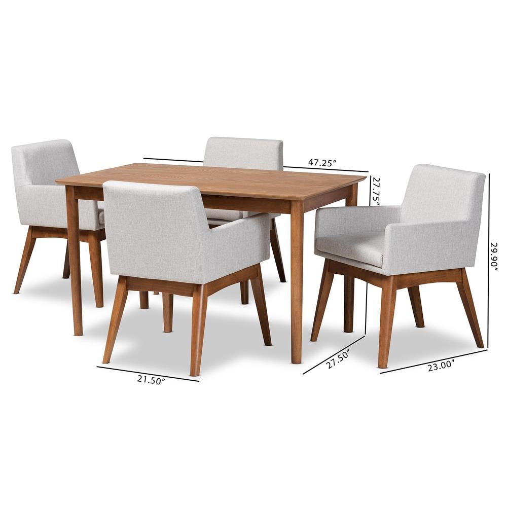 Walnut Brown Finished Wood 5-Piece Dining Set. Picture 18