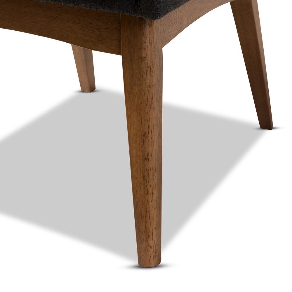 Walnut Wood Finishing Dark Fabric Dining Side Chair (Set of 2). Picture 11