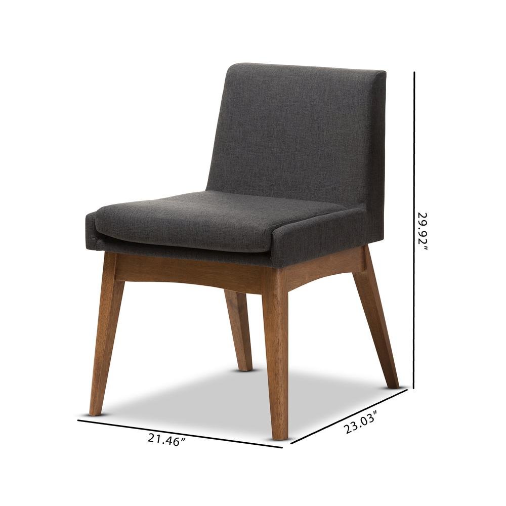 Walnut Wood Finishing Dark Fabric Dining Side Chair (Set of 2). Picture 14