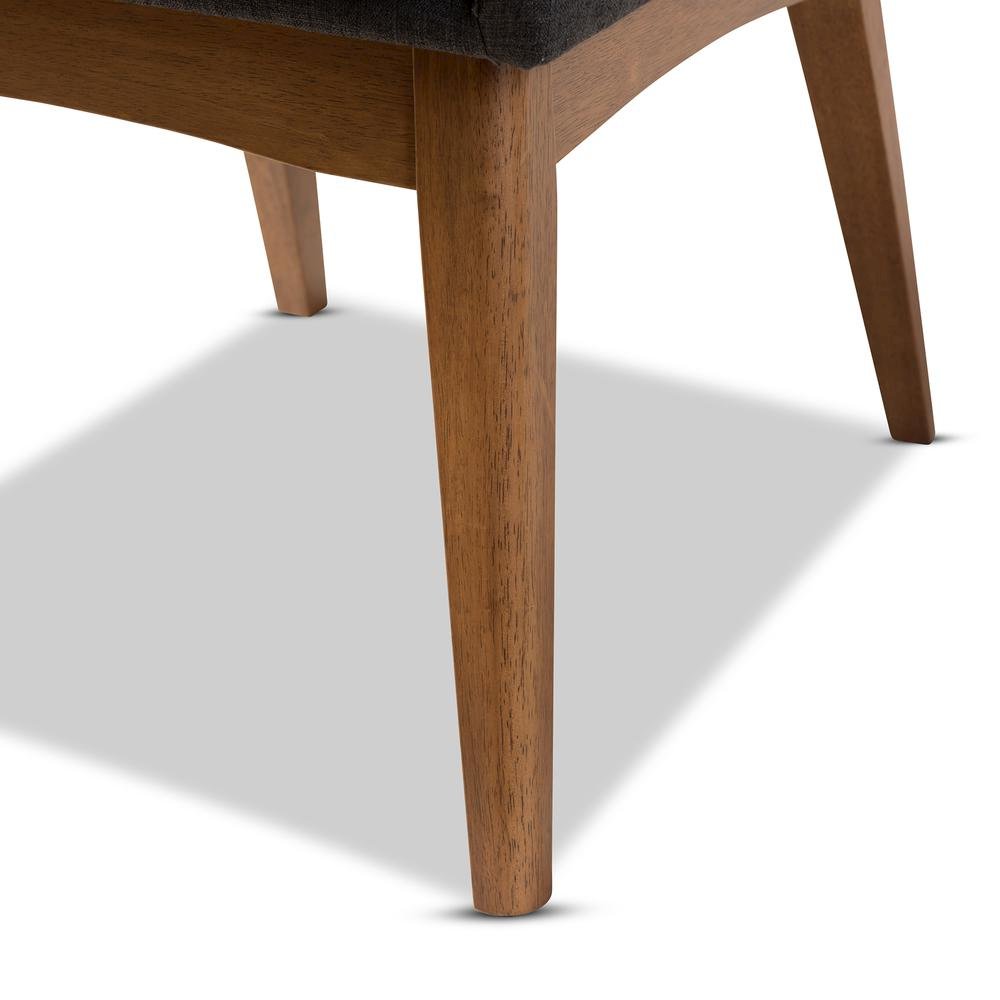 Dark Grey Fabric Upholstered and Walnut Brown Finished Wood 5-Piece Dining Set. Picture 15