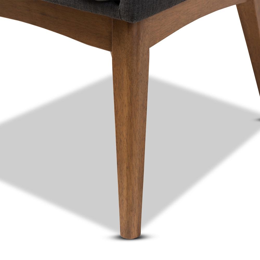 Dark Grey Fabric Upholstered and Walnut Brown Finished Wood 5-Piece Dining Set. Picture 15