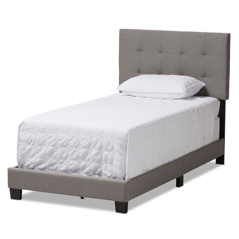 Baxton Studio Brookfield Modern and Contemporary Light Grey Fabric Twin Size Bed. Picture 9