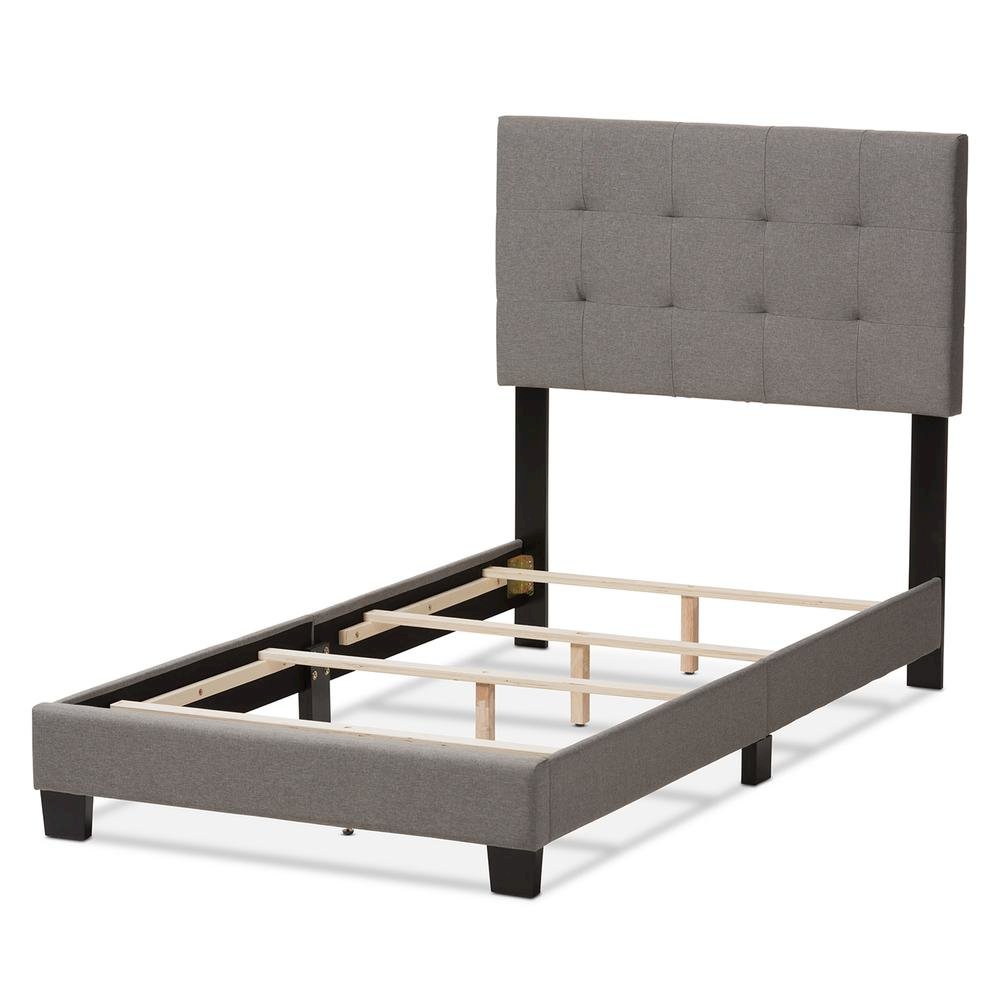 Baxton Studio Brookfield Modern and Contemporary Light Grey Fabric Twin Size Bed. Picture 11