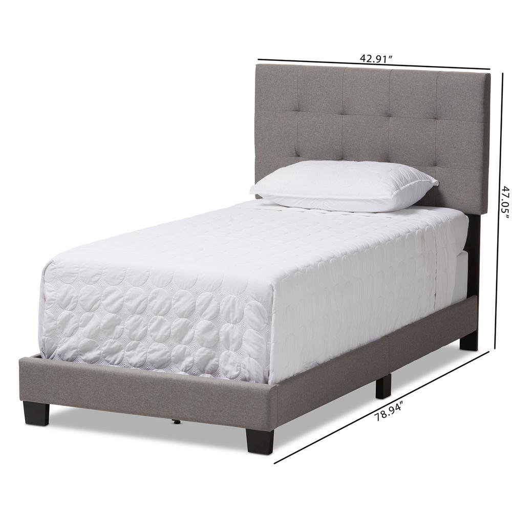Baxton Studio Brookfield Modern and Contemporary Light Grey Fabric Twin Size Bed. Picture 16