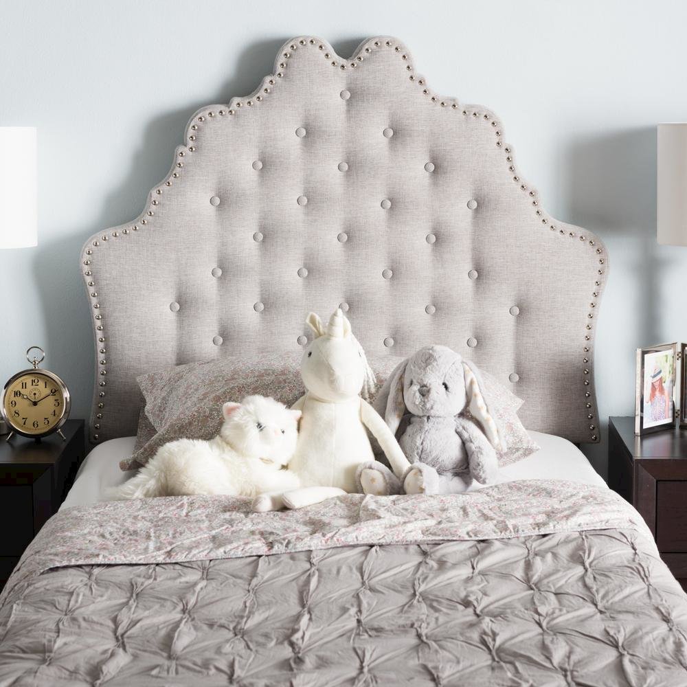 Hilda Modern and Contemporary Greyish Beige Fabric Twin Size Headboard. Picture 10
