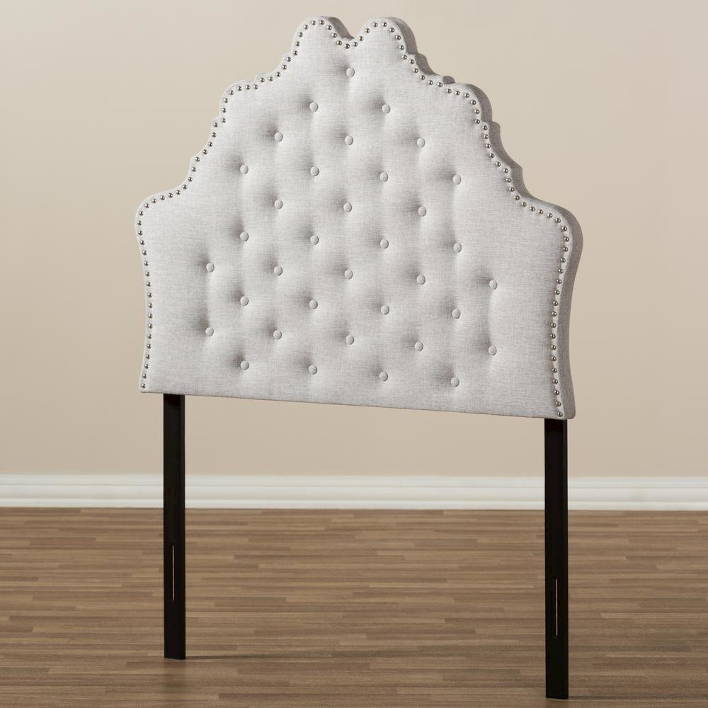 Hilda Modern and Contemporary Greyish Beige Fabric Twin Size Headboard. Picture 11