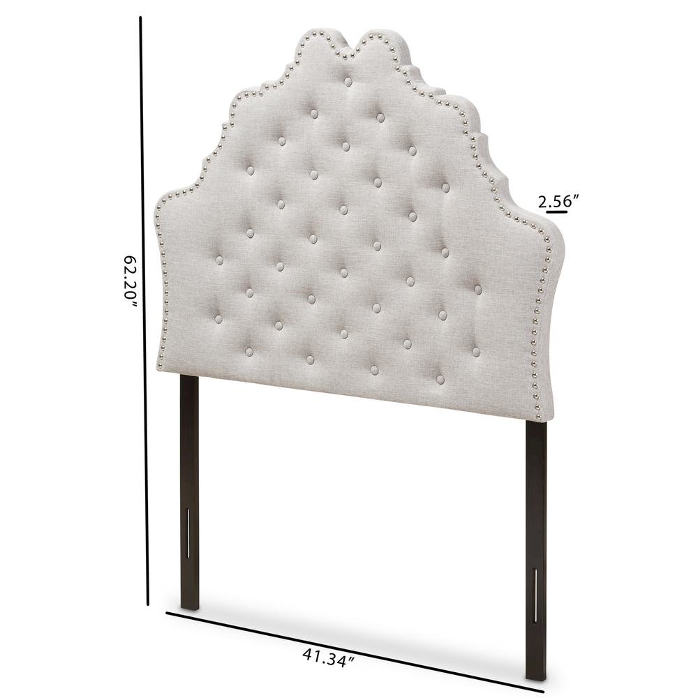 Hilda Modern and Contemporary Greyish Beige Fabric Twin Size Headboard. Picture 12