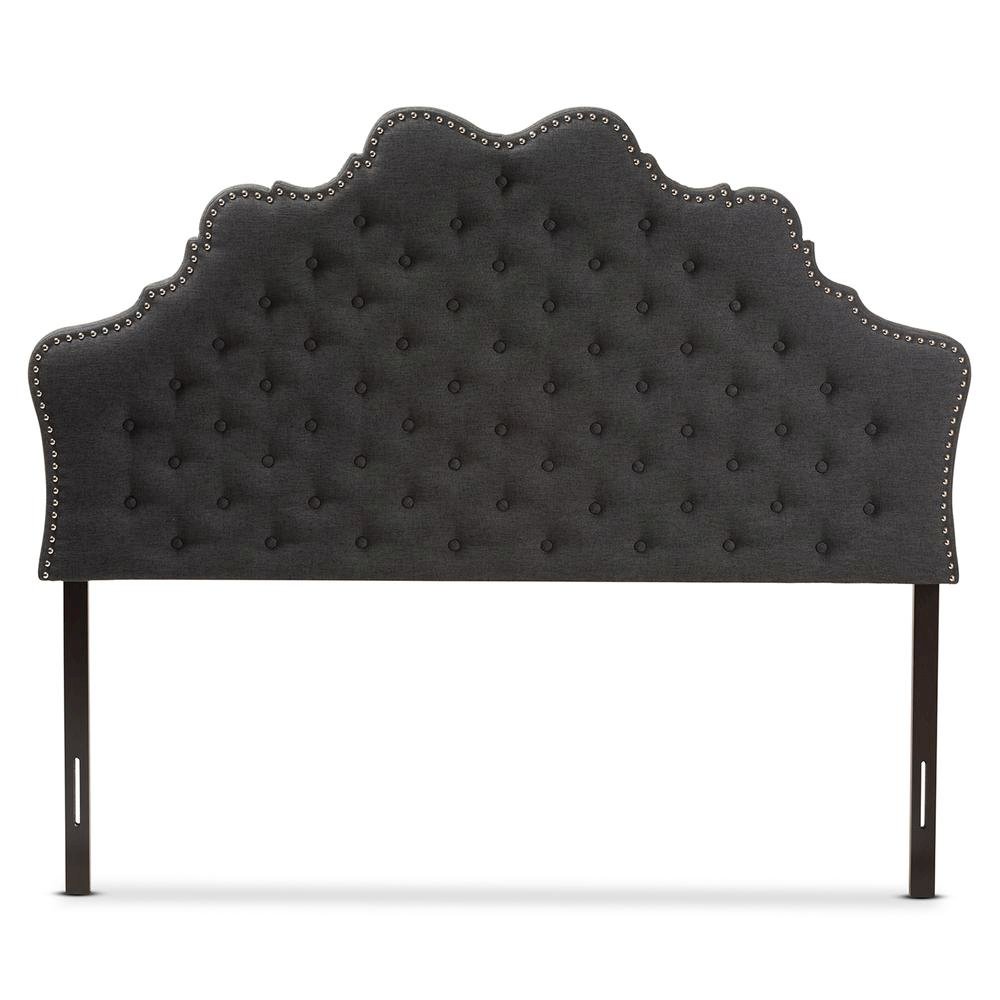 Hilda Modern and Contemporary Dark Grey Fabric Queen Size Headboard. Picture 8