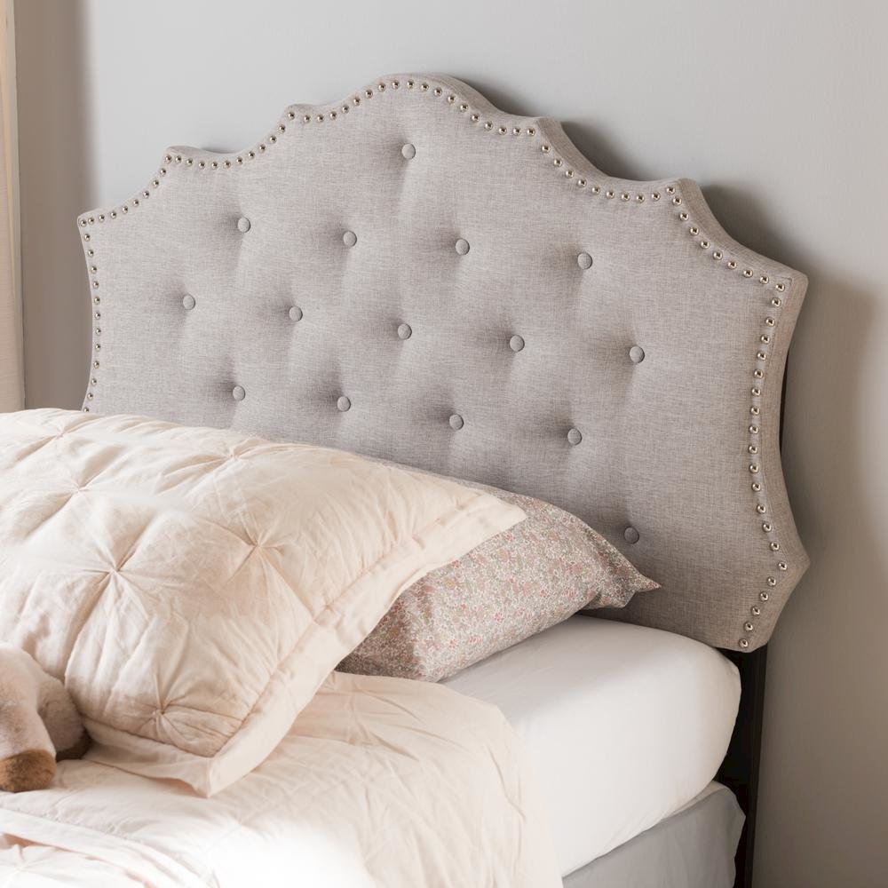 Aurora Modern and Contemporary Greyish Beige Fabric Twin Size Headboard. Picture 10