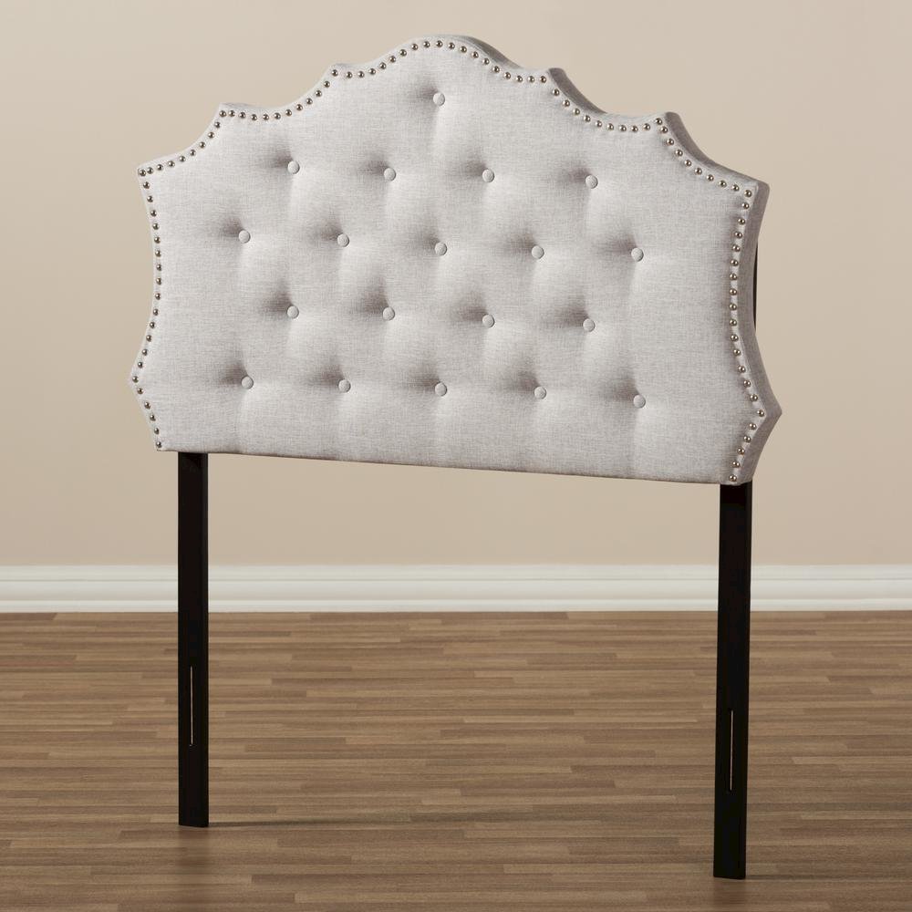 Aurora Modern and Contemporary Greyish Beige Fabric Twin Size Headboard. Picture 11