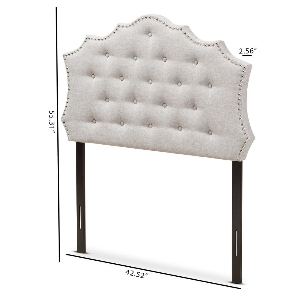 Aurora Modern and Contemporary Greyish Beige Fabric Twin Size Headboard. Picture 12