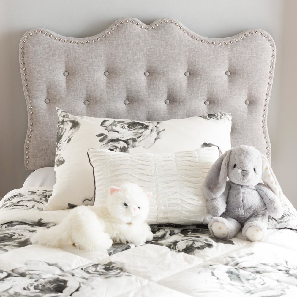 Emma Modern and Contemporary Greyish Beige Fabric Twin Size Headboard. Picture 10