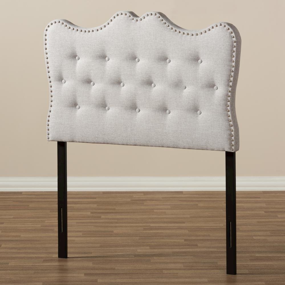 Emma Modern and Contemporary Greyish Beige Fabric Twin Size Headboard. Picture 11