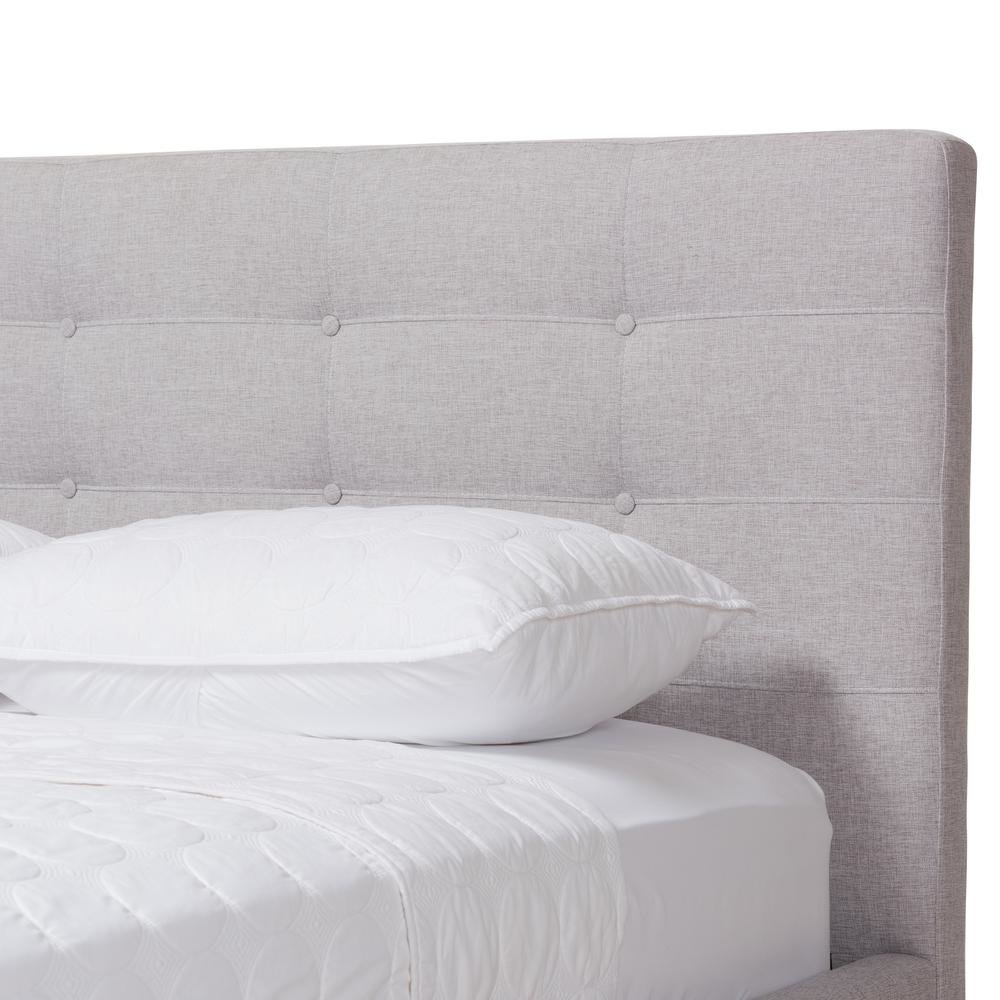 Valencia Mid-Century Modern Greyish Beige Fabric Full Size Platform Bed. Picture 15
