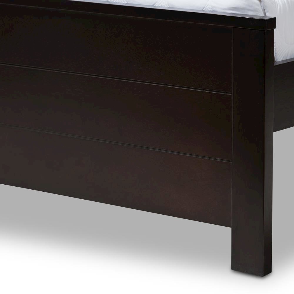 Catalina Modern Classic Mission Style Dark Brown-Finished Wood Full Platform Bed. Picture 13