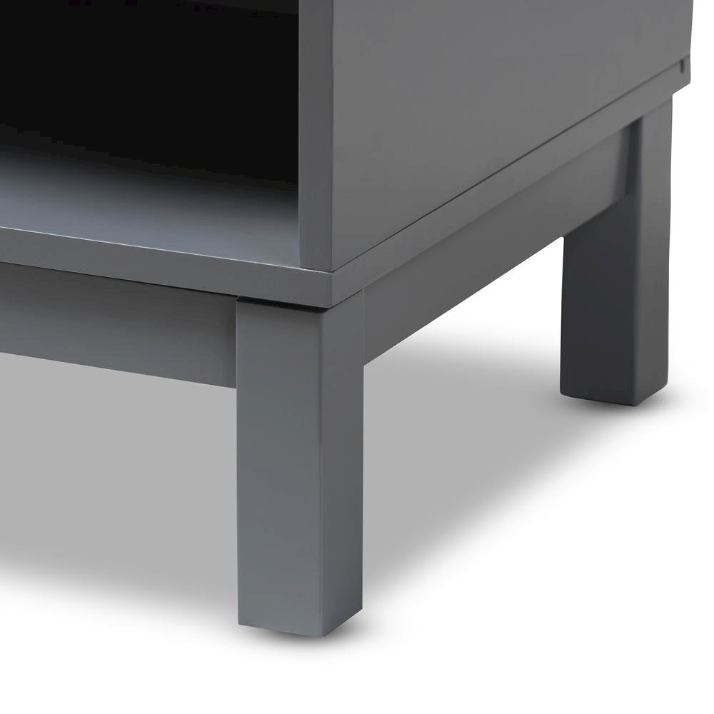 Baxton Studio Deirdre Modern and Contemporary Grey Wood 1-Drawer Nightstand. Picture 17