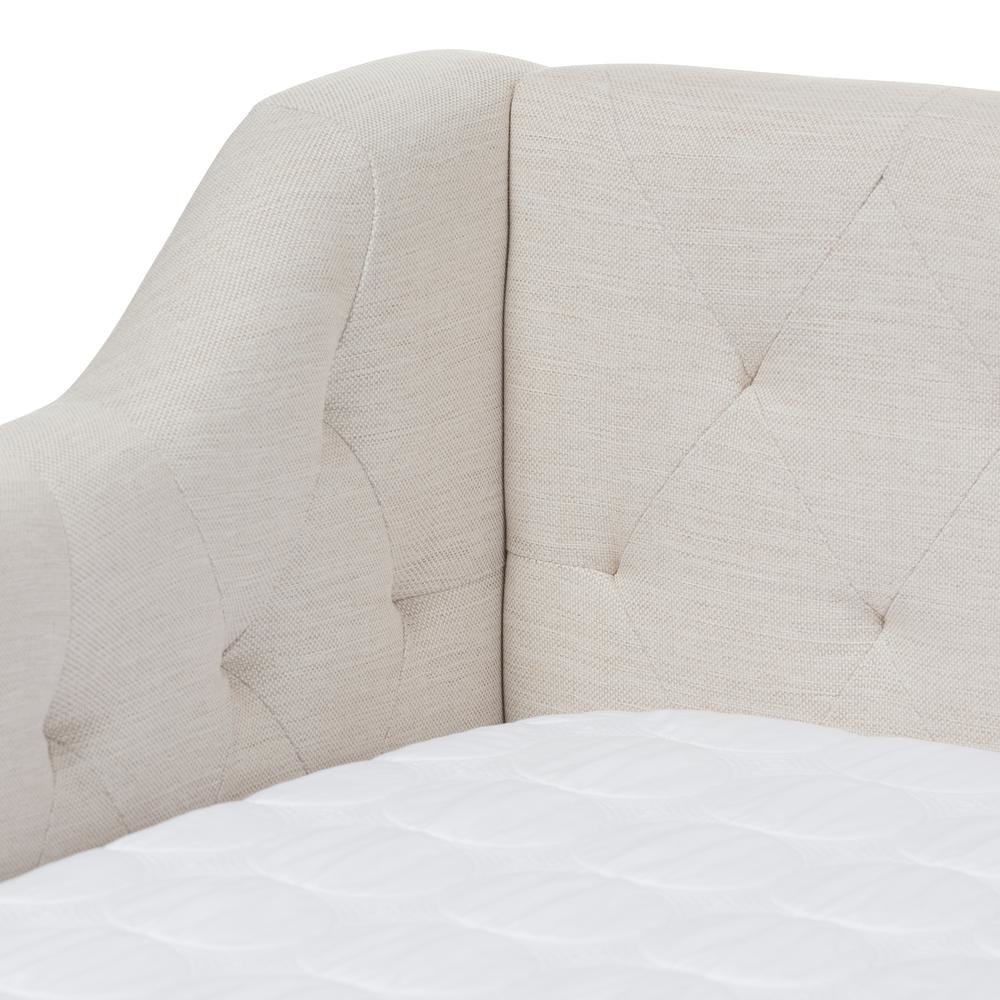 Perry Modern and Contemporary Light Beige Fabric Daybed with Trundle. Picture 18