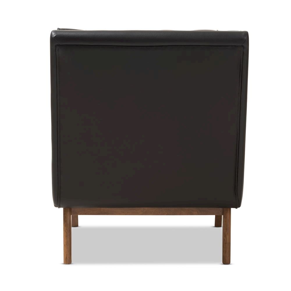 Leather Upholstered Walnut Finished Wood Lounge Chair. Picture 13