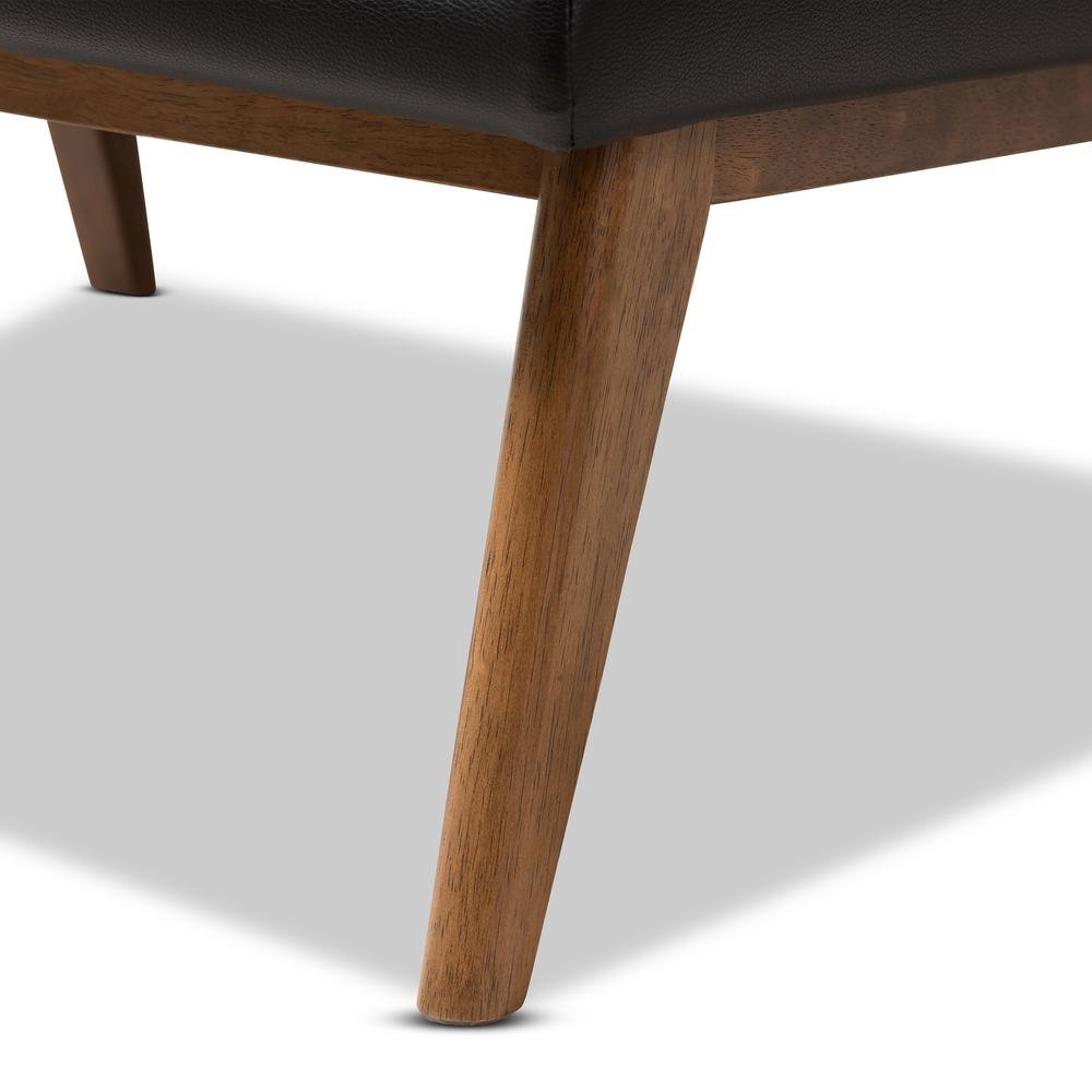 Leather Upholstered Walnut Finished Wood Lounge Chair. Picture 15