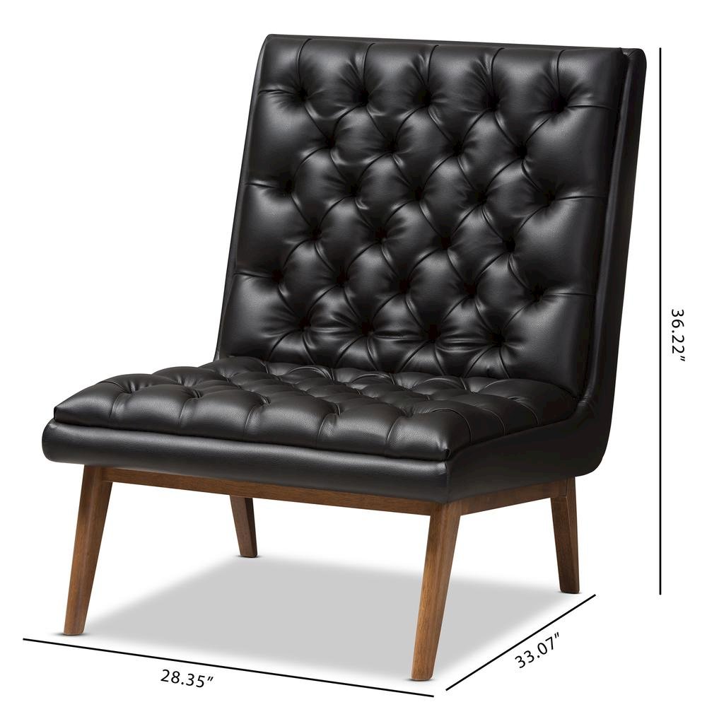 Leather Upholstered Walnut Finished Wood Lounge Chair. Picture 18