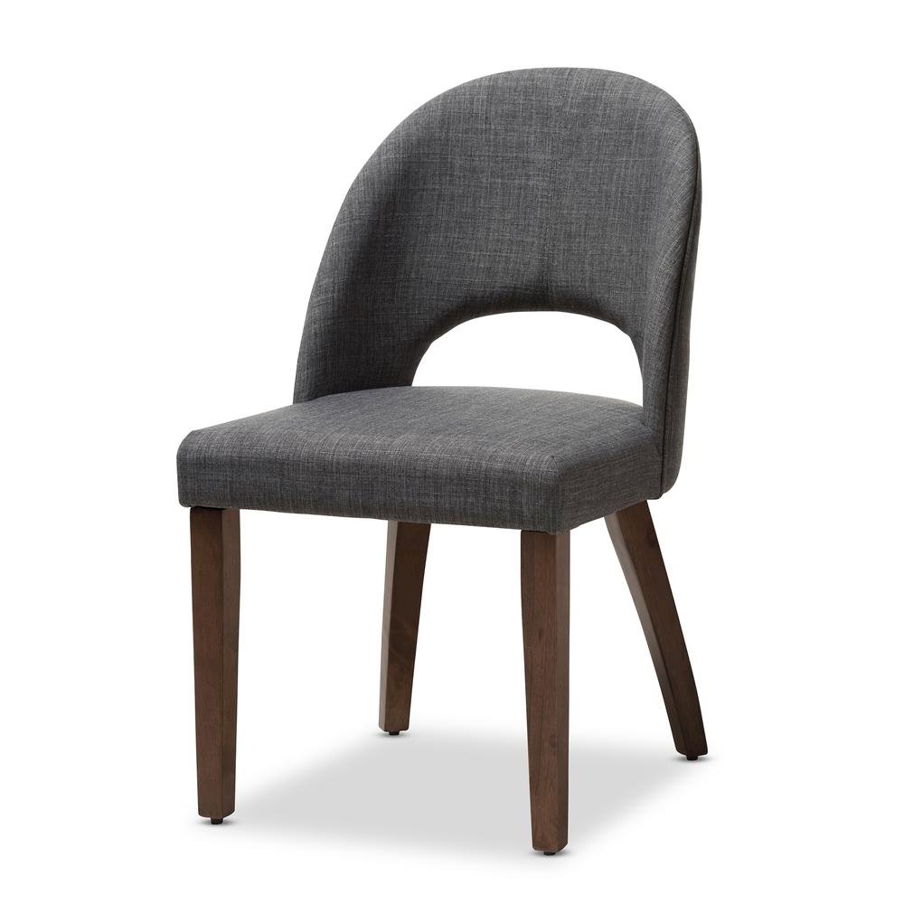 Dark Grey Fabric Upholstered Walnut Finished Wood 5-Piece Dining Set. Picture 8