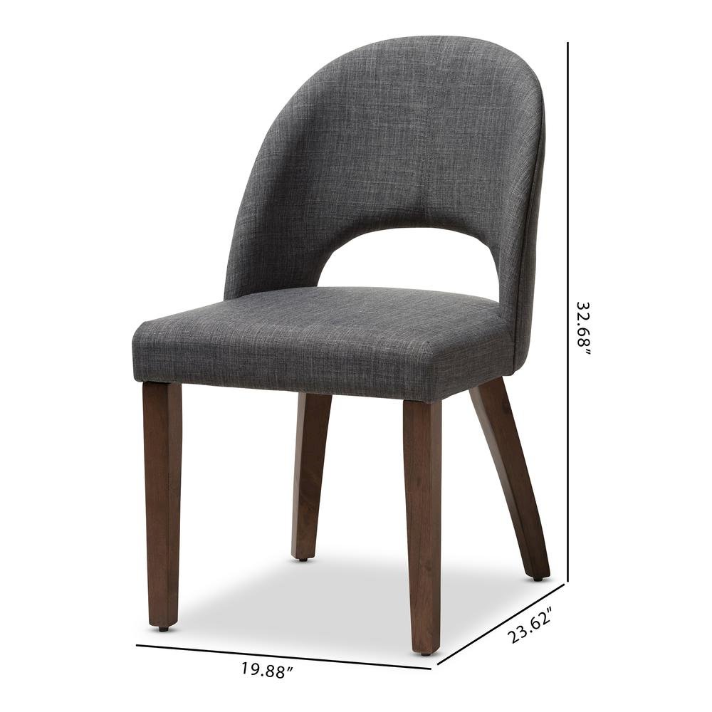 Dark Grey Fabric Upholstered Walnut Finished Wood Dining Chair (Set of 2). Picture 16