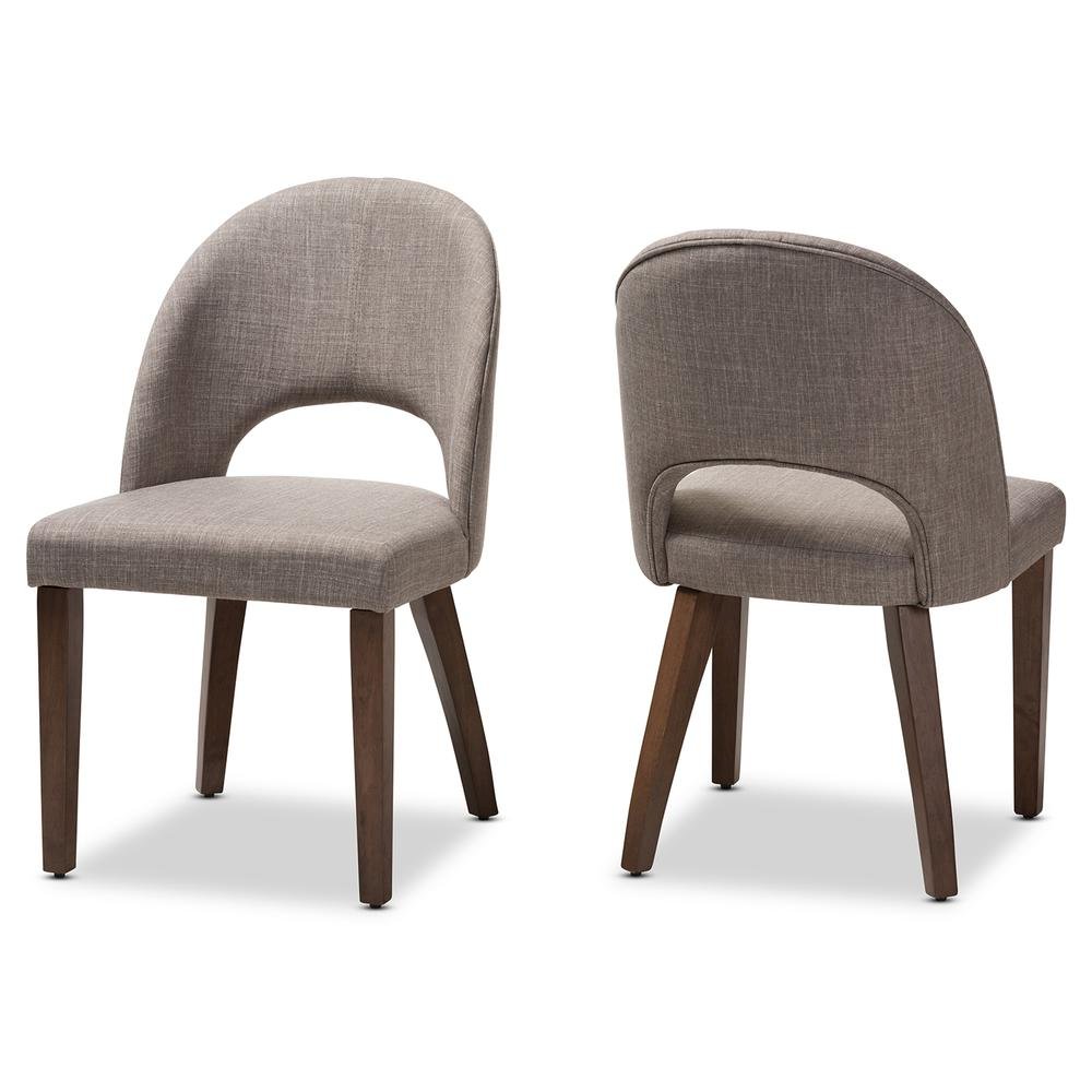 Light Grey Fabric Upholstered Walnut Finished Wood Dining Chair (Set of 2). Picture 9