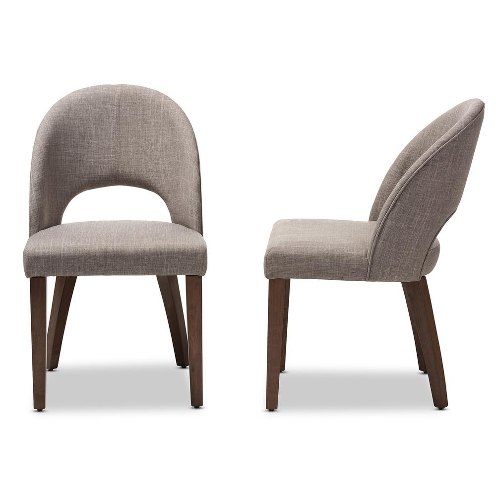 Light Grey Fabric Upholstered Walnut Finished Wood Dining Chair (Set of 2). Picture 11