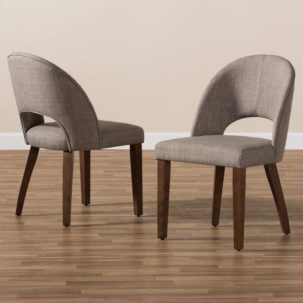 Light Grey Fabric Upholstered Walnut Finished Wood Dining Chair (Set of 2). Picture 15