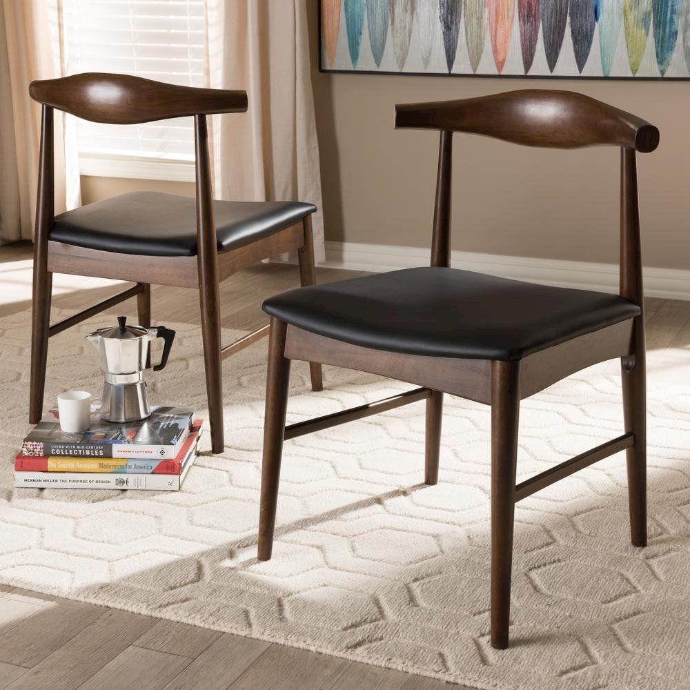 Baxton Studio Winton Mid-Century Modern Walnut Wood Dining Chair (Set of 2). Picture 14