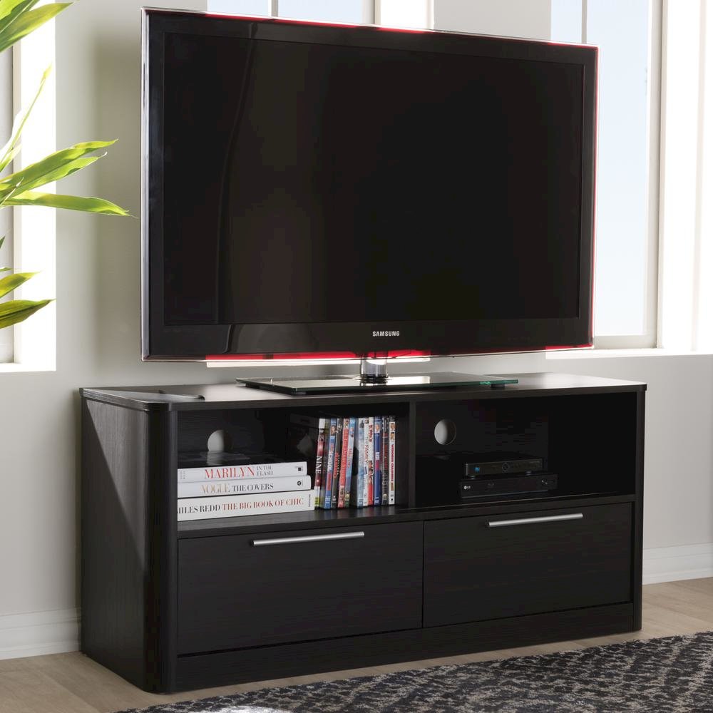 Espresso Brown Finished Wood 2-Drawer TV Stand. Picture 18