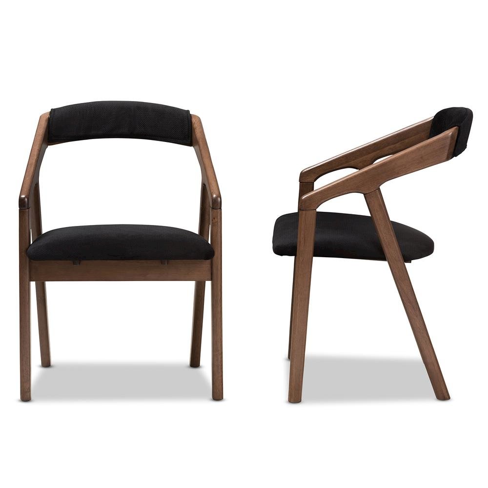 Black Velvet and Walnut Medium Brown Wood Finishing Dining Chair (Set of 2). Picture 10