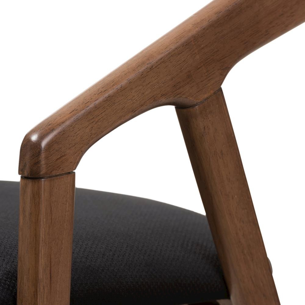 Black Velvet and Walnut Medium Brown Wood Finishing Dining Chair (Set of 2). Picture 11