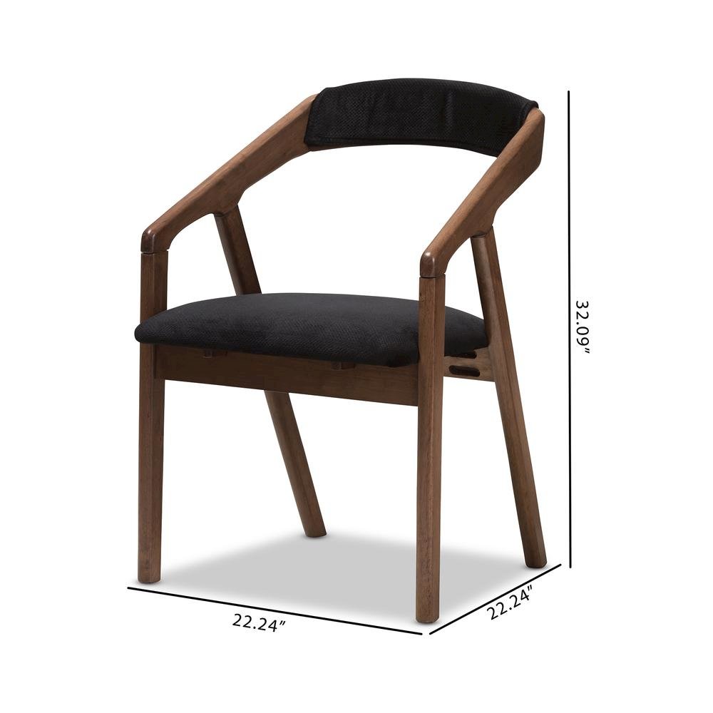 Black Velvet and Walnut Medium Brown Wood Finishing Dining Chair (Set of 2). Picture 14