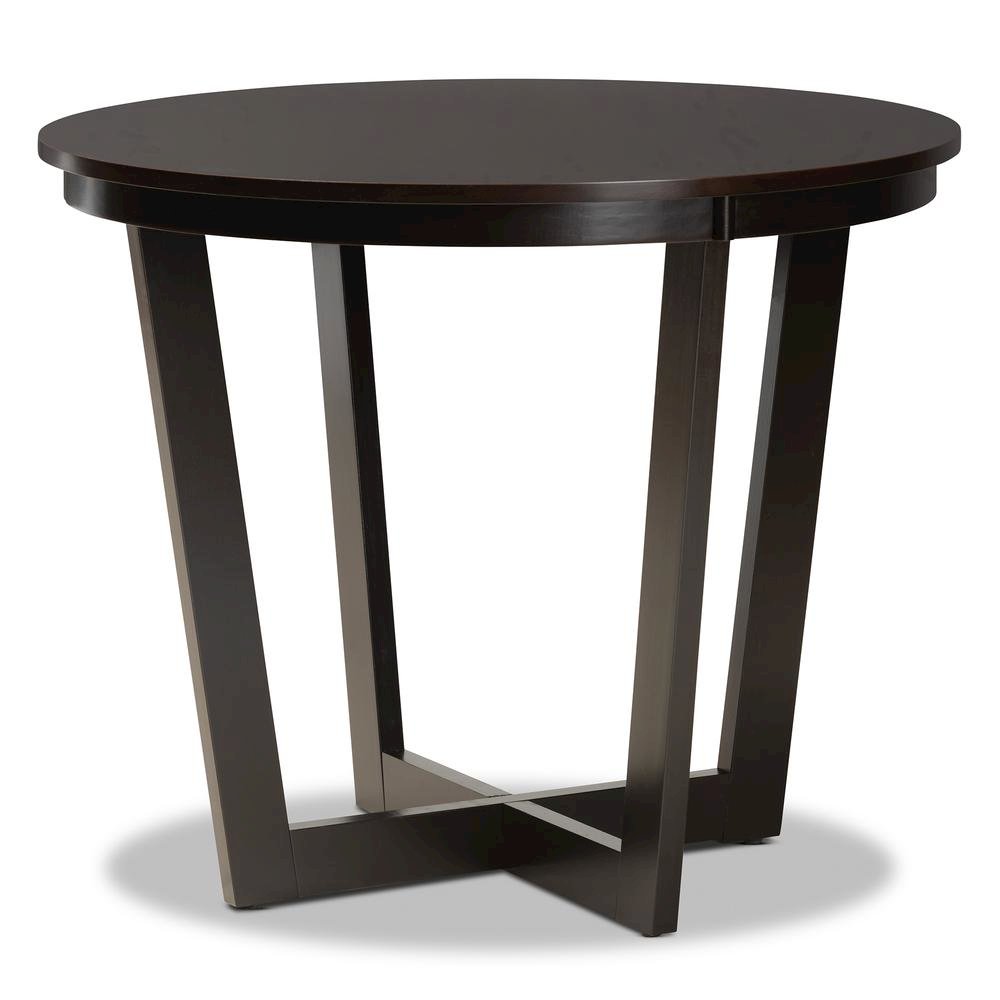 Morigan Sand Fabric Upholstered and Dark Brown Finished Wood 5-Piece Dining Set. Picture 13