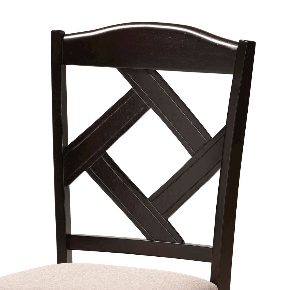 Morigan Sand Fabric Upholstered and Dark Brown Finished Wood 5-Piece Dining Set. Picture 15