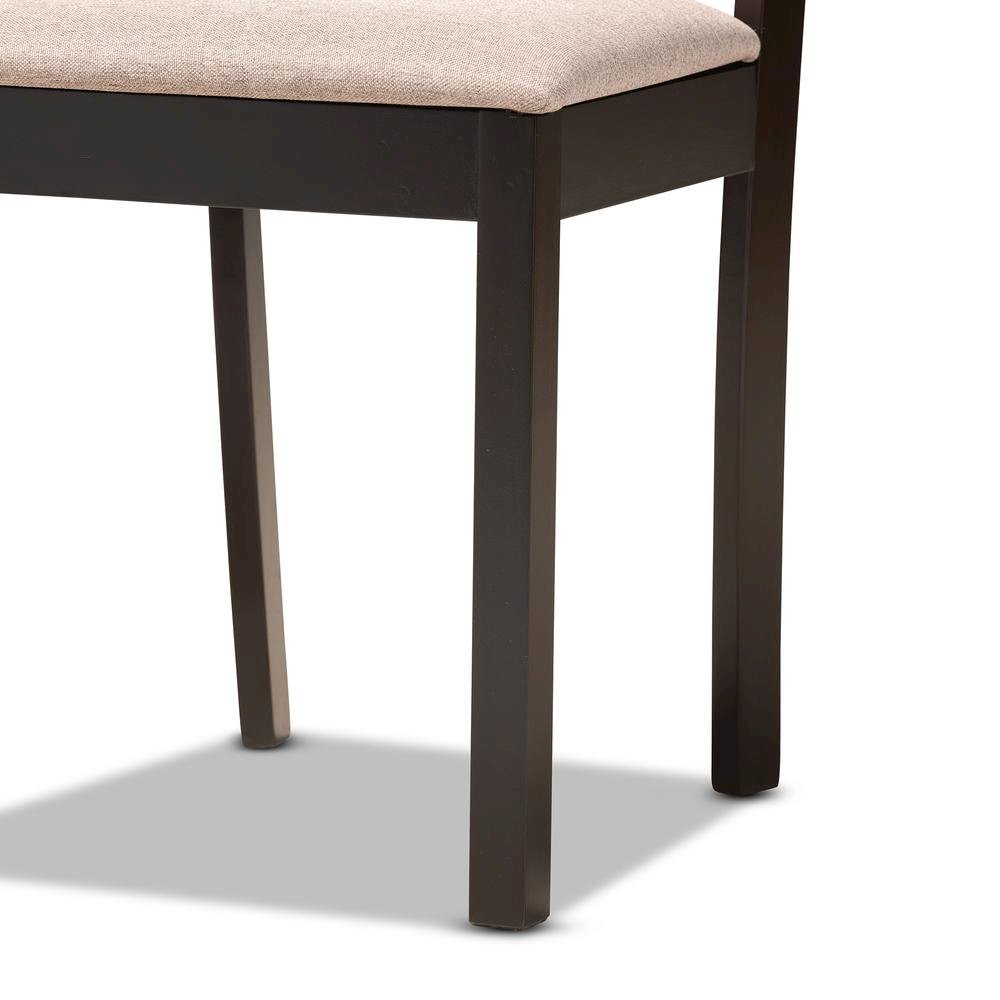 Morigan Sand Fabric Upholstered and Dark Brown Finished Wood 5-Piece Dining Set. Picture 16