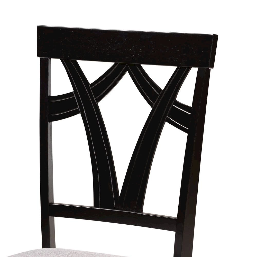 Sylvia Modern Grey Fabric and Dark Brown Finished Wood 7-Piece Dining Set. Picture 15