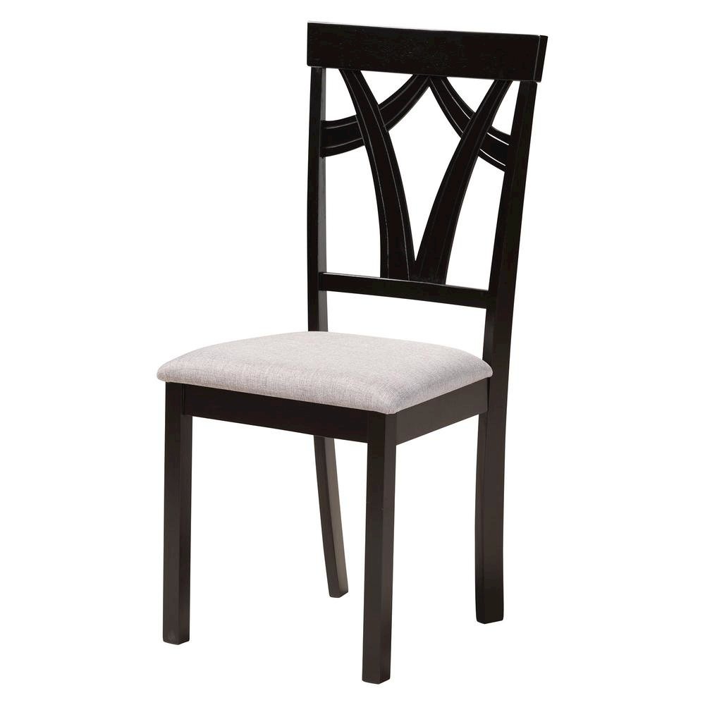 Luise Modern Grey Fabric and Dark Brown Finished Wood 7-Piece Dining Set. Picture 12
