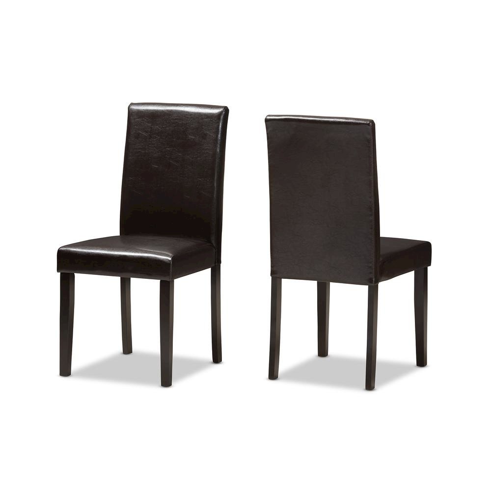 Dark Brown Faux Leather Upholstered 5-Piece Dining Set. Picture 9