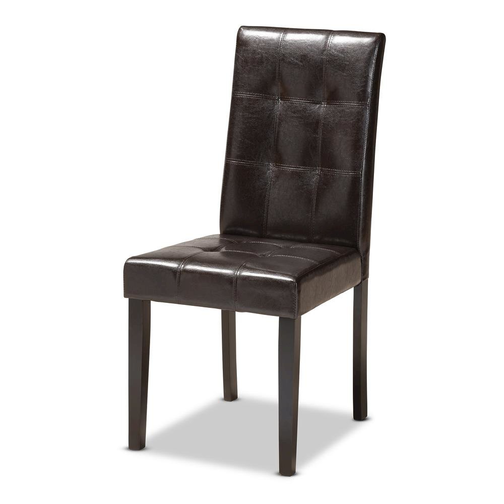 Leather Upholstered and Dark brown Finished Wood 5-Piece Dining Set. Picture 11