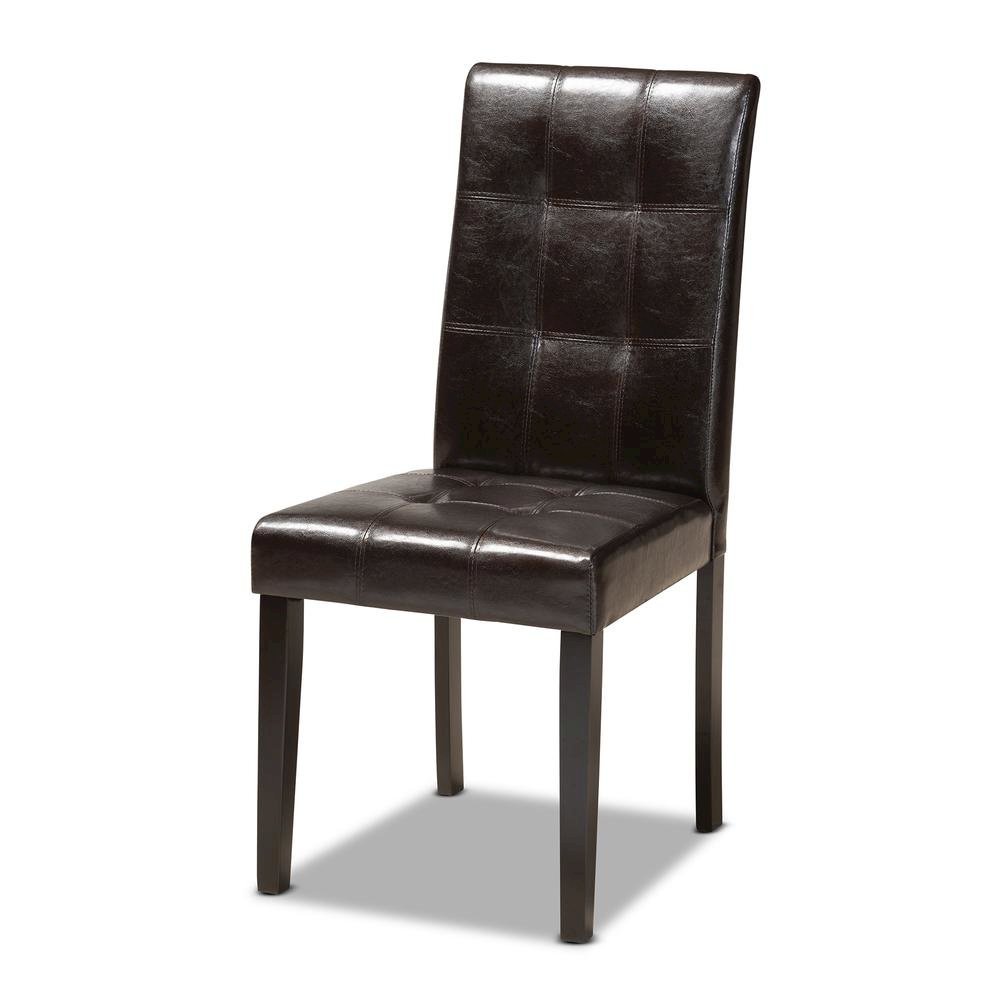 Leather Upholstered and Dark Brown Finished Wood 5-Piece Dining Set. Picture 11