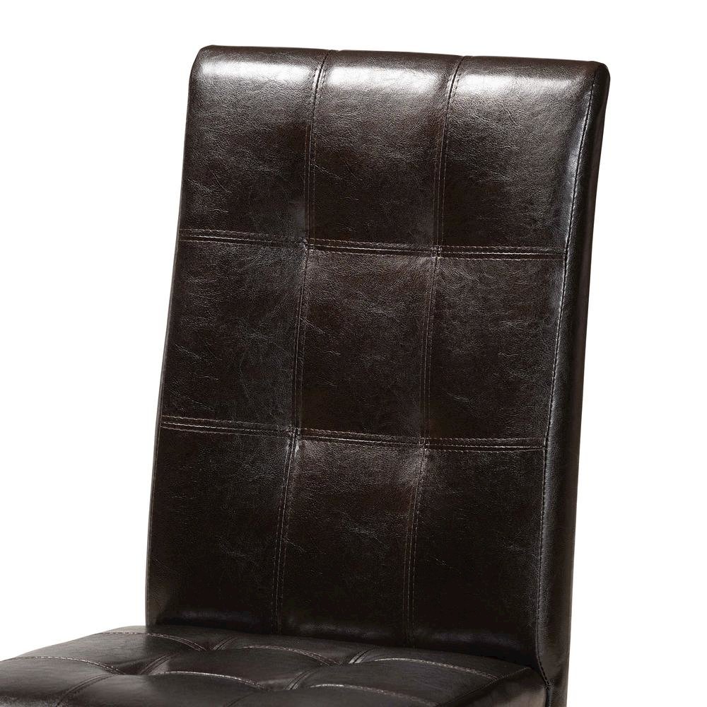 Leather Upholstered and Dark Brown Finished Wood 5-Piece Dining Set. Picture 14