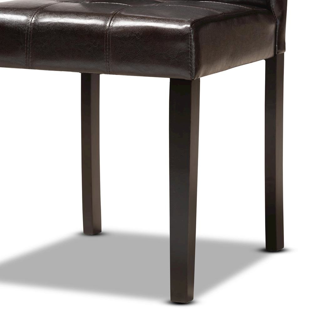 Leather Upholstered and Dark Brown Finished Wood 5-Piece Dining Set. Picture 15